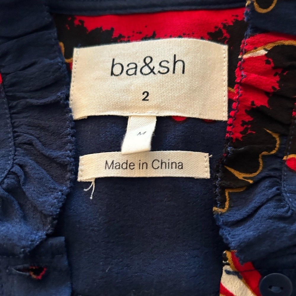 Ba$sh Laura floral ruffle detail blouse marine - Picture 4 of 6